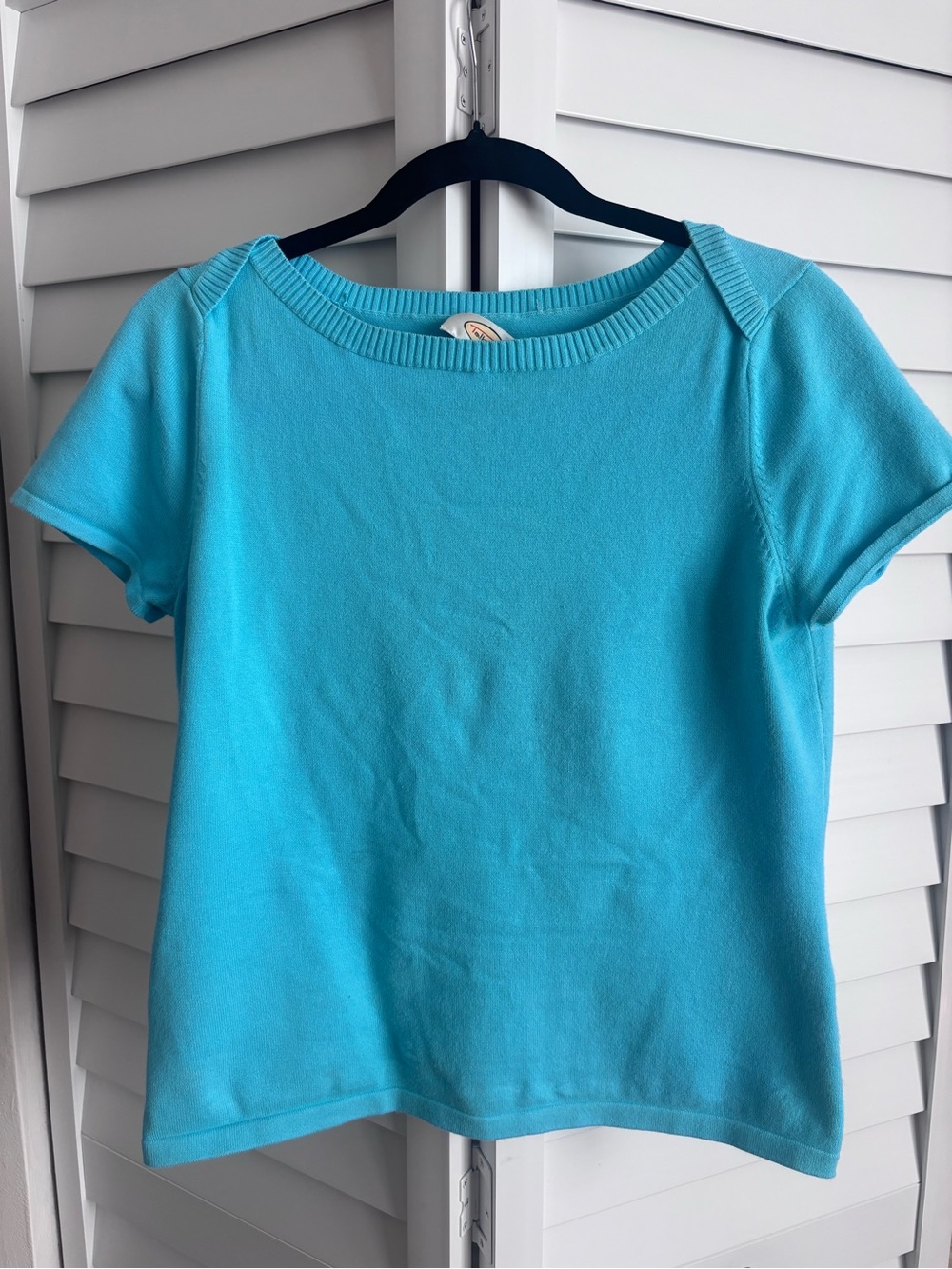 Talbots Bright Cotton  Turquoise Short Sleeve Knit Top